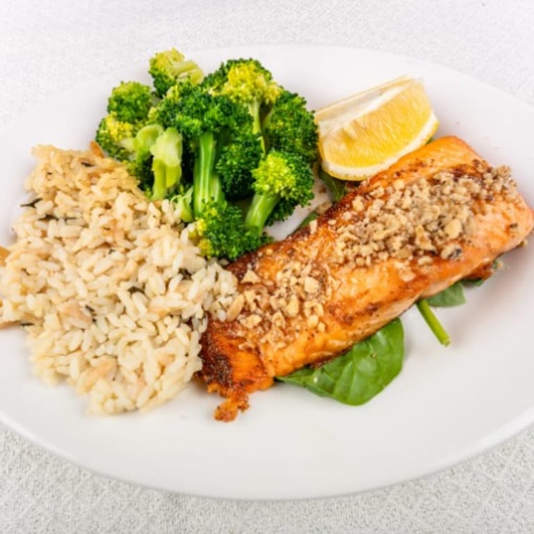 Pistachio Encrusted Salmon and Lobster Rangoons