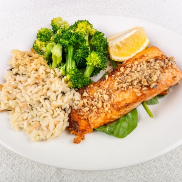Pistachio Encrusted Salmon.